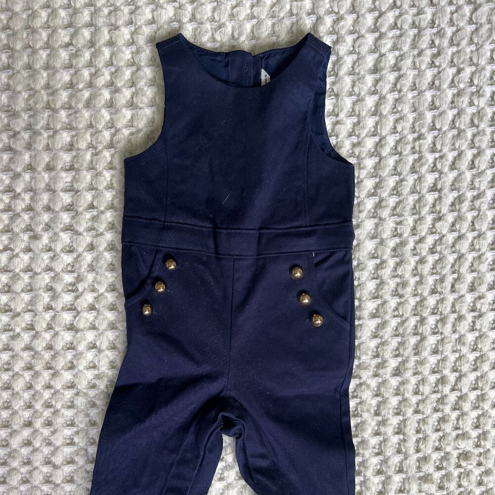 Janie & Jack Girls Navy Jumpsuit